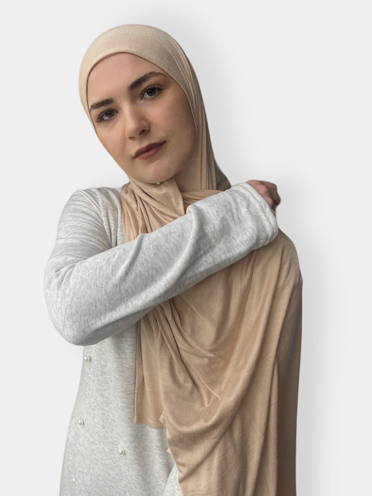 Premium Plain Jersey Sjal Stretchy (Camel)