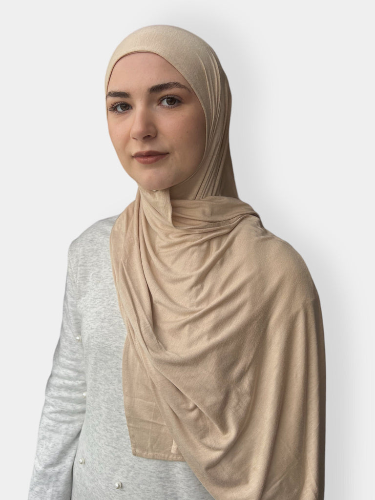 Premium Plain Jersey Sjal Stretchy (Camel)