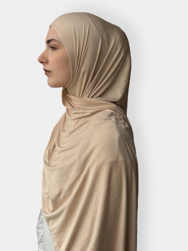 Premium Plain Jersey Sjal Stretchy (Camel)